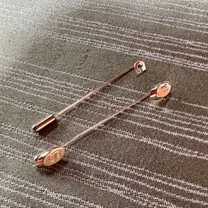 Two gold stickpins initial C one in cursive vintage